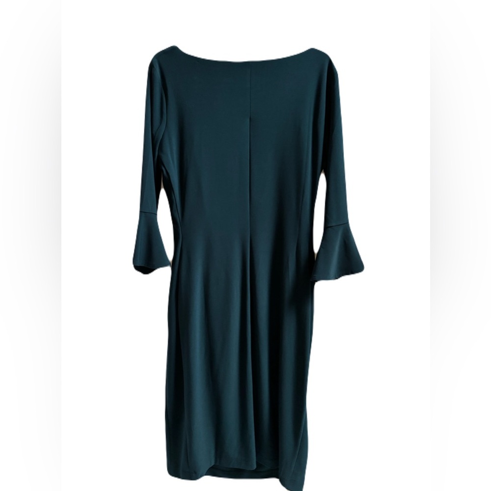 Ann Klein Teal Dress with Tulip Sleeves size 10 - Picture 2 of 3